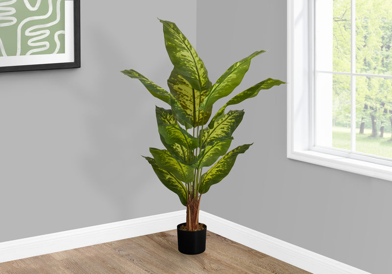 47" Tall Artificial Evergreen Tree with Real Touch Green Leaves, Perfect Floor Decor