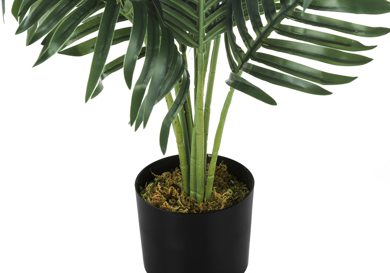 34" Tall Artificial Palm Tree - Indoor Faux Plant, Real Touch Green Leaves, Decorative Floor Greenery