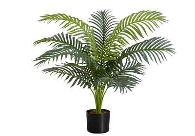 34" Tall Artificial Palm Tree - Indoor Faux Plant, Real Touch Green Leaves, Decorative Floor Greenery