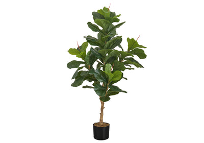 Fiddle Tree - 47" Tall Indoor Artificial Plant, Real Touch Green Leaves, Decorative Floor Greenery