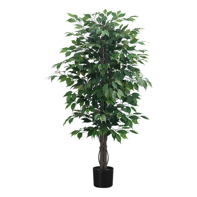 Faux Ficus Tree - 58" Tall Indoor Artificial Plant for Stylish Décor