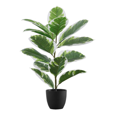 27" Tall Artificial Rubber Plant - Indoor Faux Fake Table Greenery - Real Touch Decorative Green Leaves