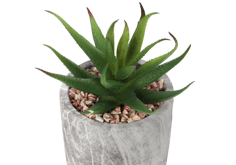 Set of 2 Faux Succulent Plants - 6" Tall Indoor Decorative Greenery with Grey Cement Pots