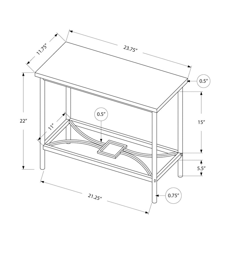 Accent Table - 22"H / Black Marble / Black Metal - I 2074