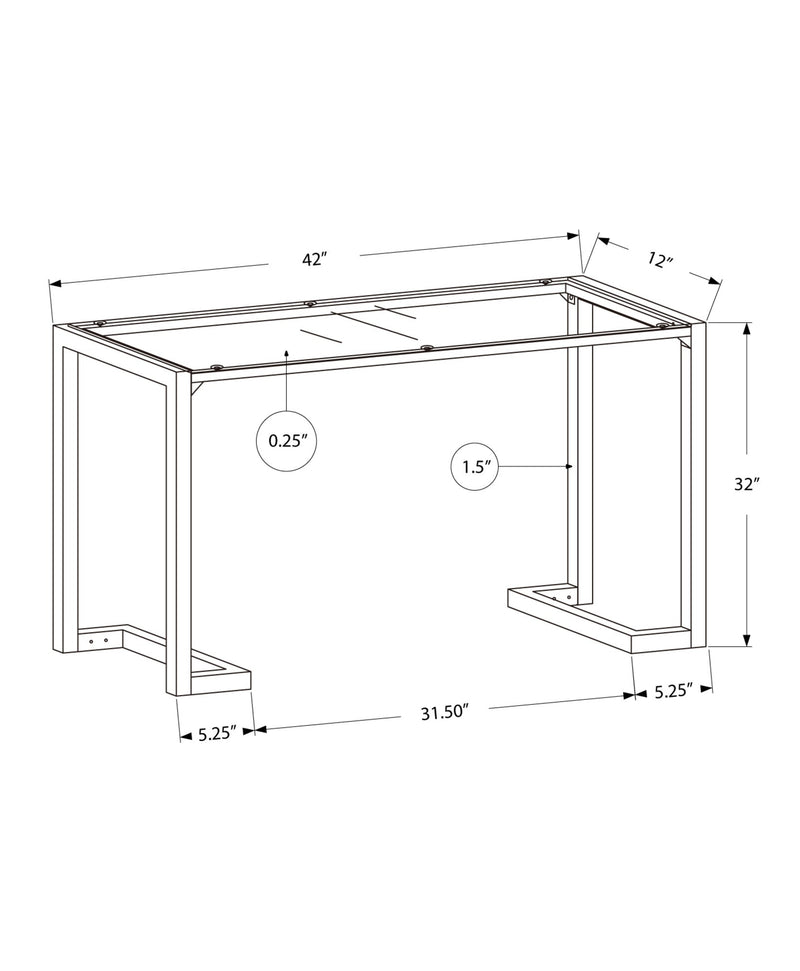 Accent Table - 42"L / Black / Tempered Glass Hall Console - I 2106