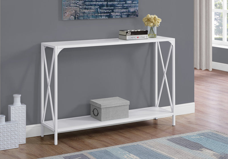 Accent Table - 48"L / White / White Metal Hall Console - I 2124