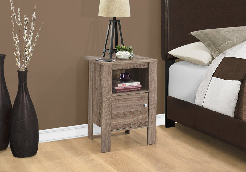 Accent Table - Dark Taupe Night Stand With Storage - I 2136