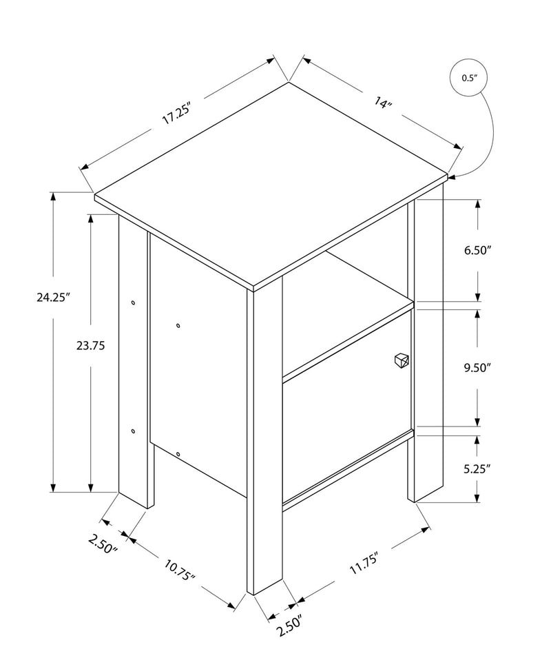 Accent Table - White Night Stand With Storage - I 2137