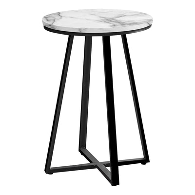 Accent Table - 22"H / White Marble / Black Metal - I 2178