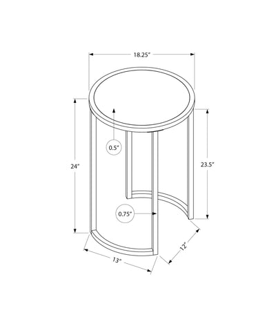 Accent Table - 24"H / White Marble-Look / Silver Metal - I 2205