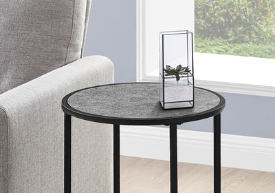 Accent Table - 24"H / Grey Stone-Look / Black Metal - I 2206