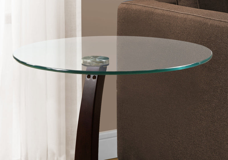 Accent Table - Cappuccino Bentwood With Tempered Glass - I 3001