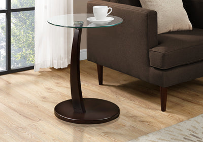Accent Table - Cappuccino Bentwood With Tempered Glass - I 3001