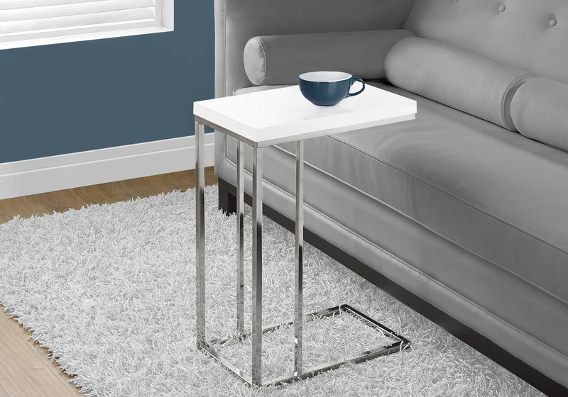 Accent Table - Glossy White With Chrome Metal - I 3008