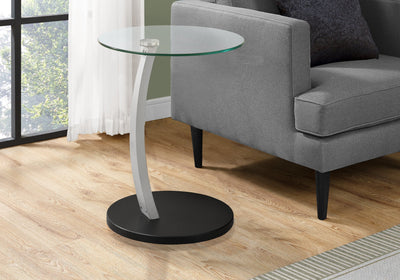 Accent Table - Black / Silver Bentwood W/ Tempered Glass - I 3009