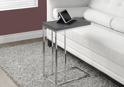 Accent Table - Glossy Grey With Chrome Metal - I 3030