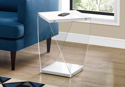 Accent Table - 22"H / Glossy White / Clear Acrylic - I 3033