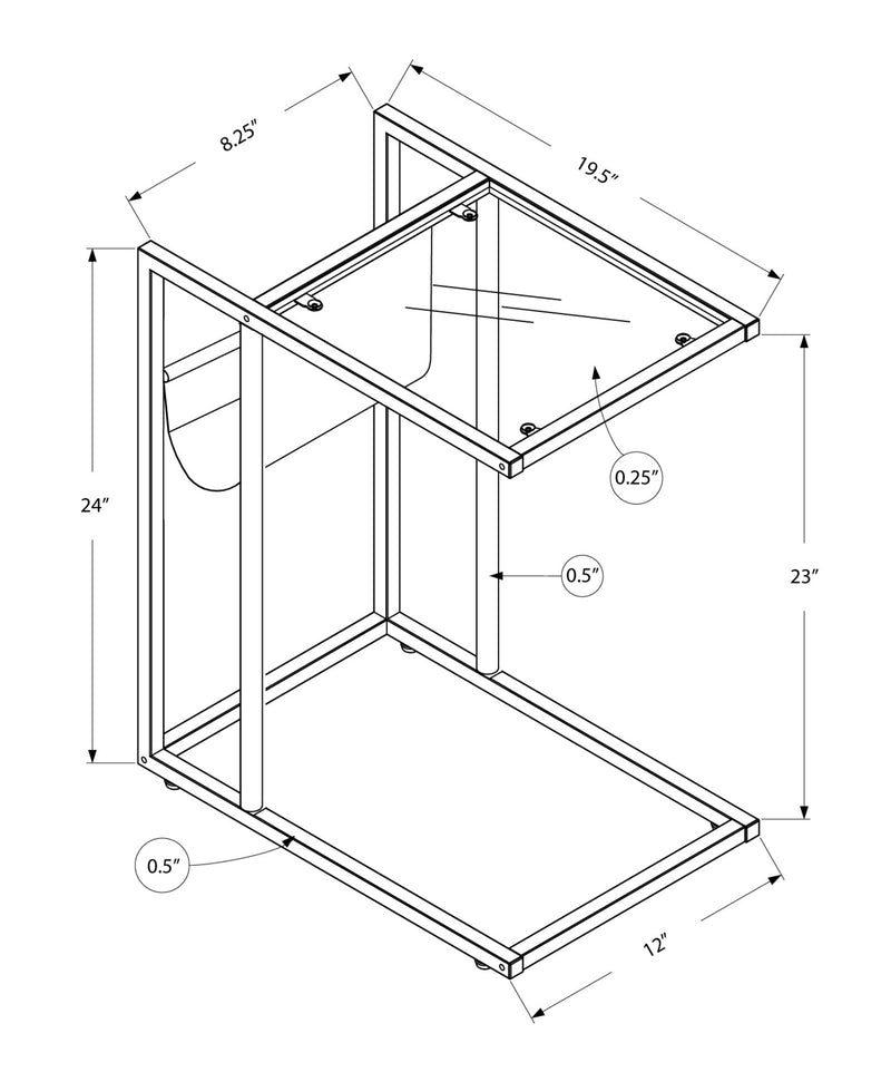 Accent Table - White / Chrome Metal With A Magazine Rack - I 3034