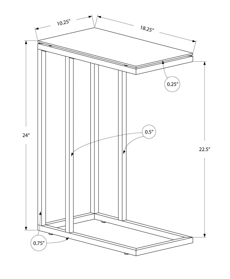 Accent Table - White Metal With Frosted Tempered Glass - I 3037