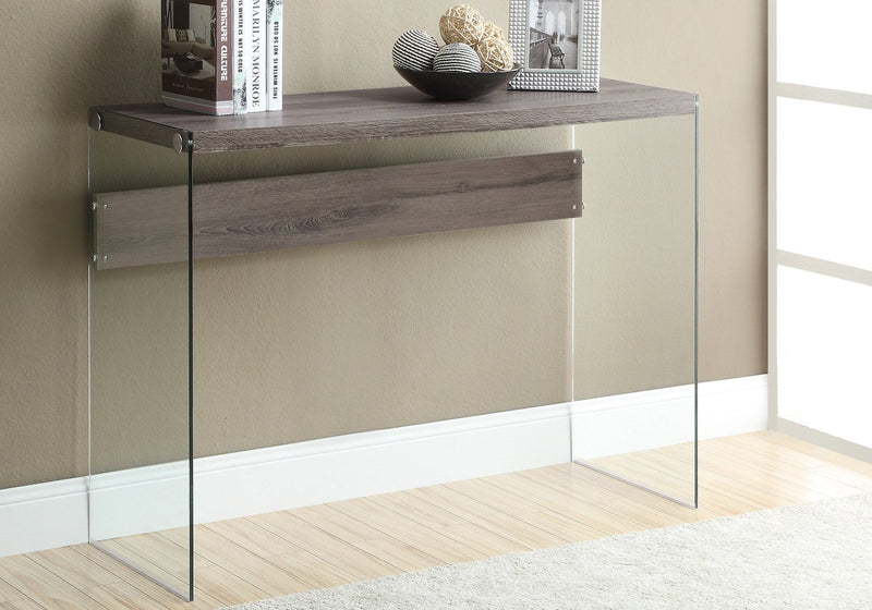 Accent Table - 44"L / Dark Taupe / Tempered Glass - I 3055