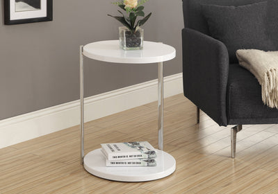 Accent Table - Glossy White / Chrome Metal - I 3056