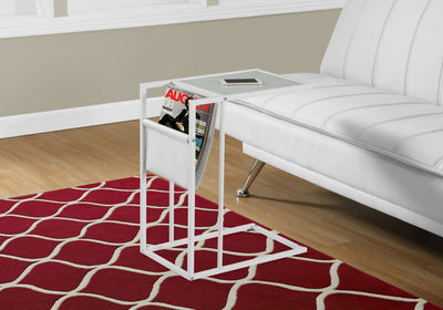 Accent Table - White / White Metal With A Magazine Rack - I 3067