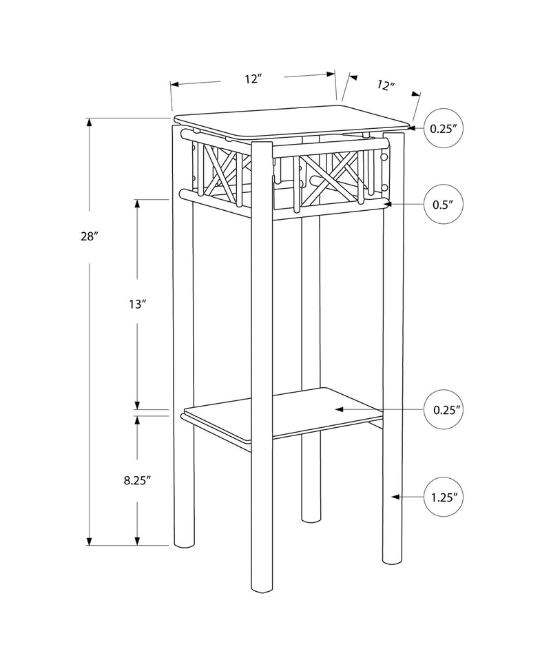 Accent Table - Black Metal With Tempered Glass - I 3078