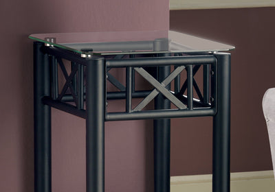 Accent Table - Black Metal With Tempered Glass - I 3078