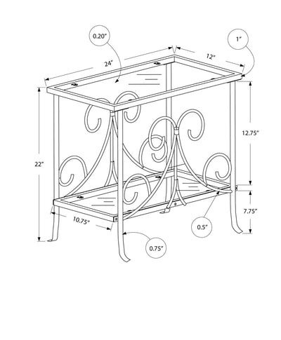 Accent Table - White Metal With Tempered Glass - I 3105