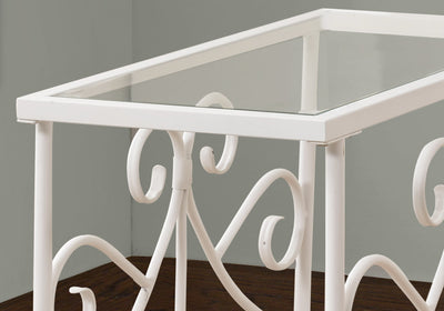 Accent Table - White Metal With Tempered Glass - I 3105