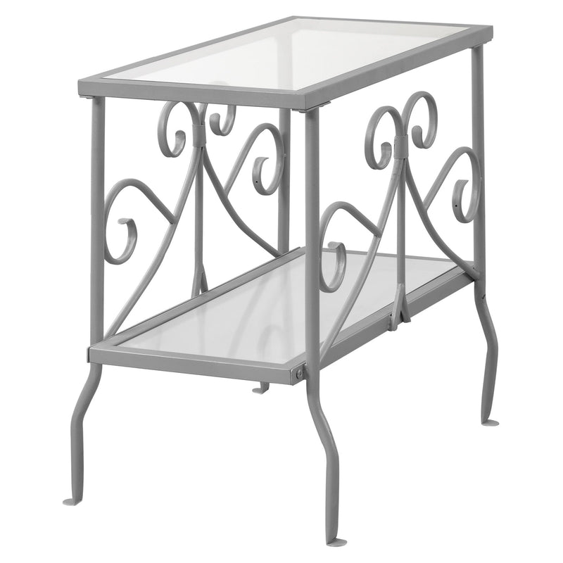 Accent Table - Silver Metal With Tempered Glass - I 3106