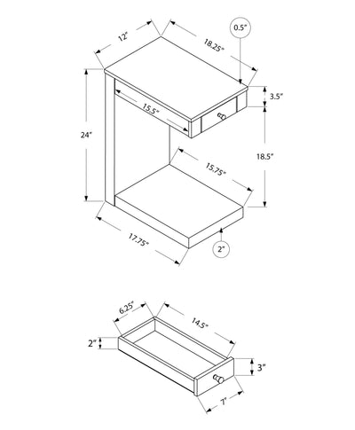 Accent Table - Dark Taupe With A Drawer - I 3191