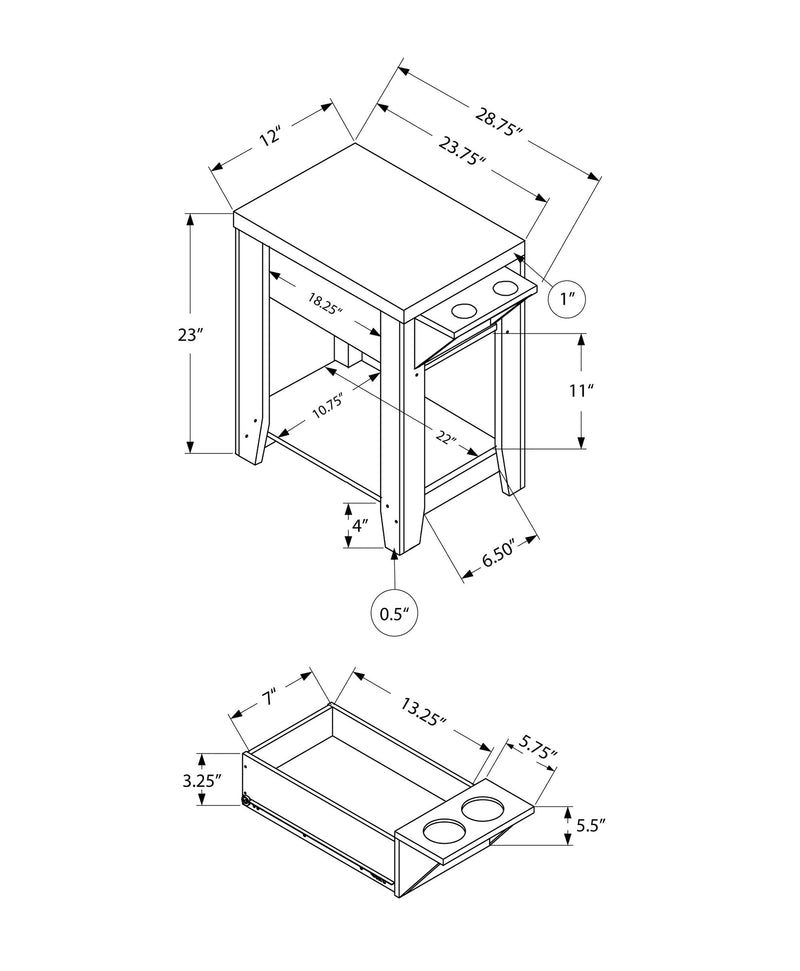 Accent Table - 23"H / Cappuccino With A Glass Holder - I 3197