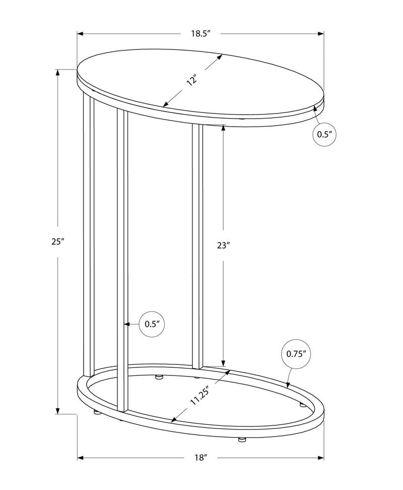 Accent Table - Oval / Glossy White With Chrome Metal - I 3246