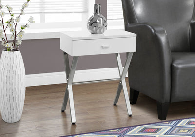 Accent Table - 24"H / Glossy White / Chrome Metal - I 3262