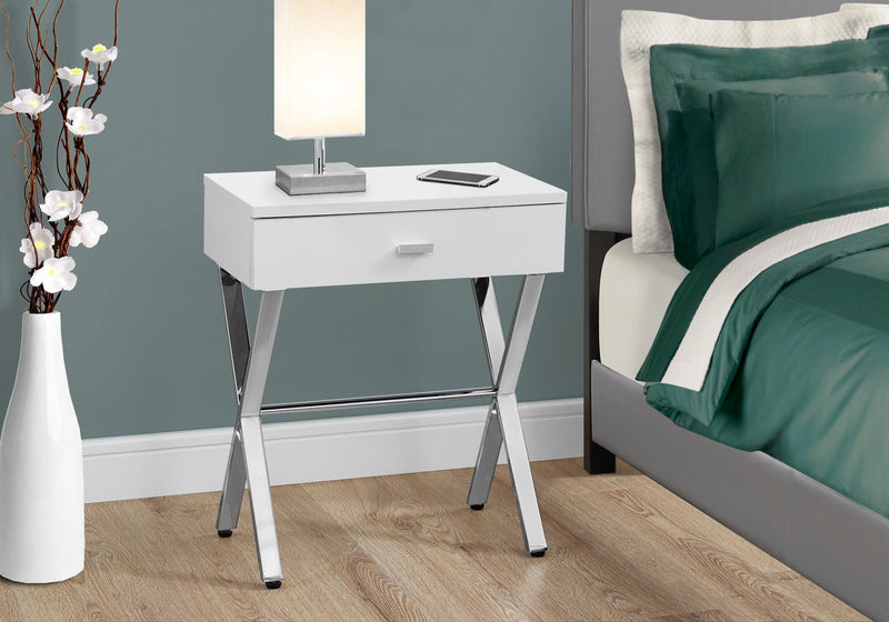 Accent Table - 24"H / Glossy White / Chrome Metal - I 3262