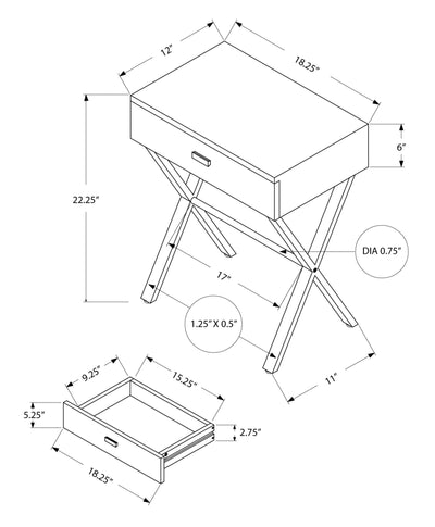 Accent Table - 24"H / Dark Taupe / Chrome Metal - I 3263