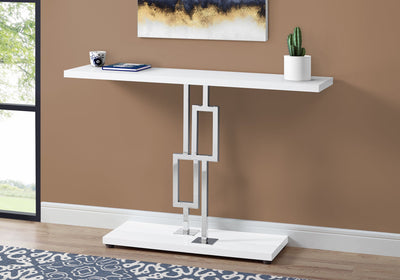 Accent Table - 48"L / Glossy White / Chrome Metal - I 3266