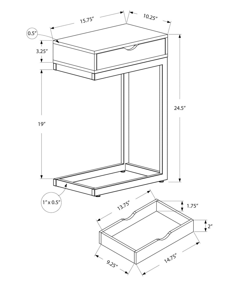 Accent Table - Brown Reclaimed Wood-Look / Black / Drawer - I 3406