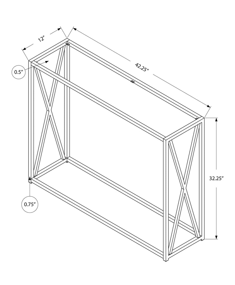 Accent Table - 42"L / Gold Metal With Tempered Glass - I 3446