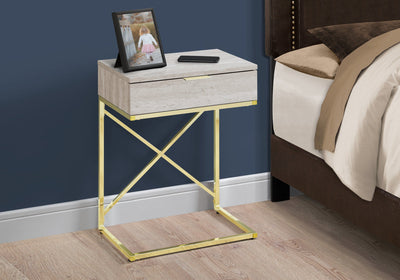 Accent Table - 24"H / Beige Marble / Gold Metal - I 3473