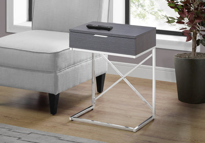 Accent Table - 24"H / Grey / Chrome Metal - I 3474