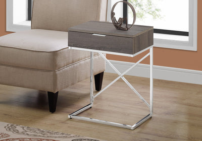 Accent Table - 24"H / Dark Taupe / Chrome Metal - I 3475