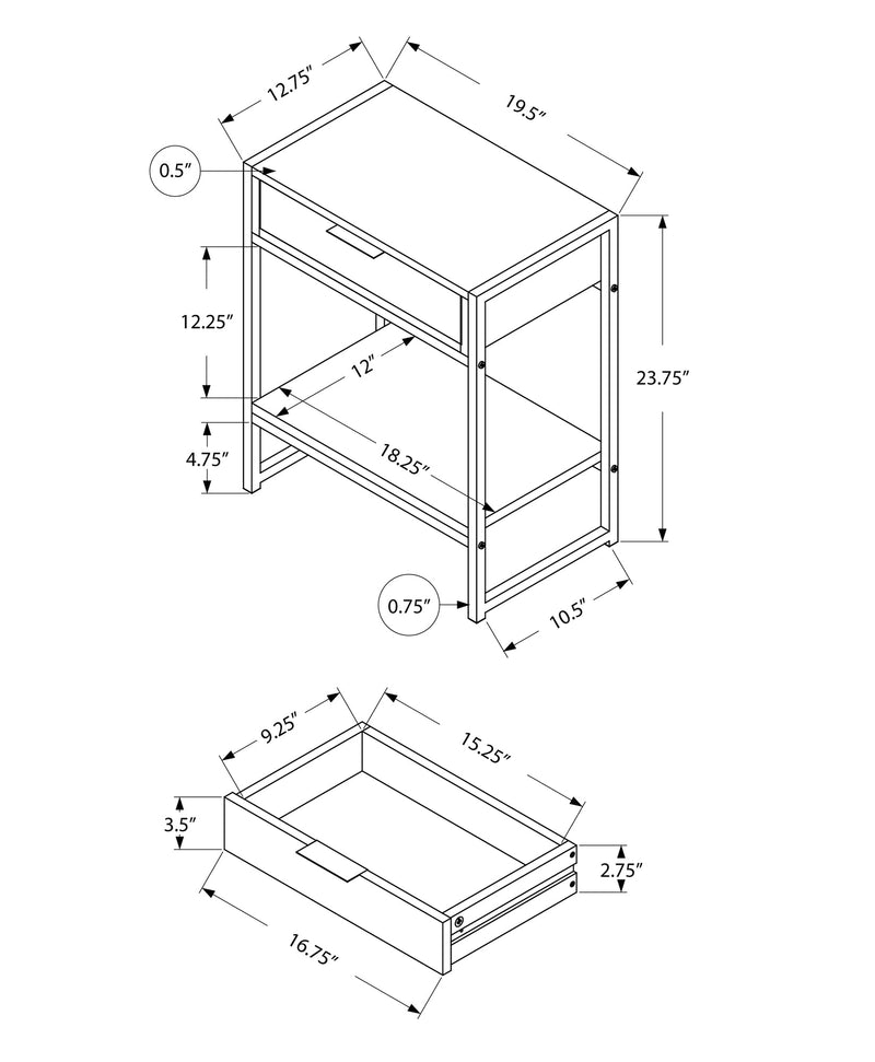 Accent Table - 24"H / Grey Cement / Chrome Metal - I 3481