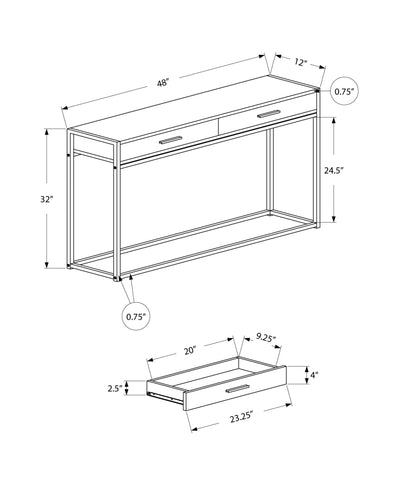 Accent Table - 48"L / Grey / Black Metal Hall Console - I 3510