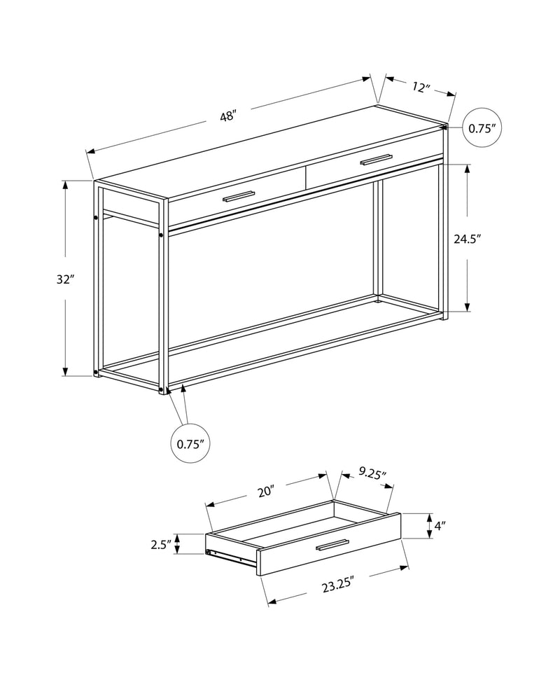 Accent Table - 48"L / Grey / Black Metal Hall Console - I 3510