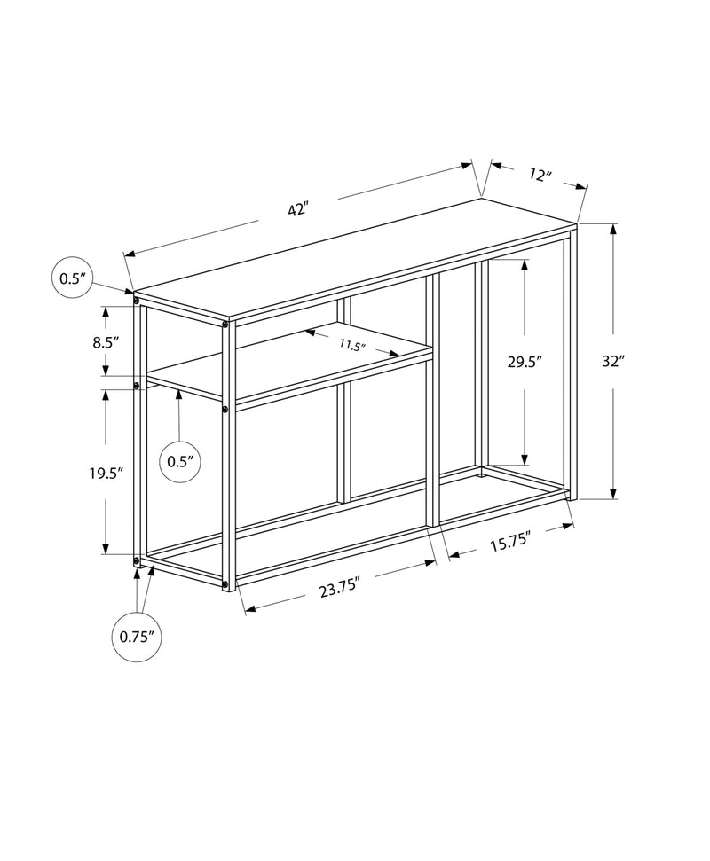 Accent Table - 42"L / Grey / Black Metal Hall Console - I 3514