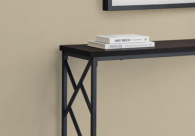 Accent Table - 44"L / Espresso / Black Metal Hall Console - I 3534