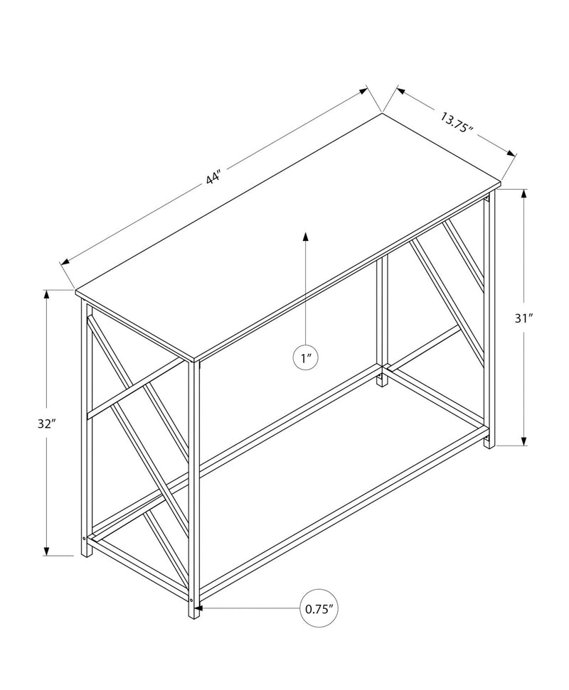 Accent Table - 44"L / Espresso / Black Metal Hall Console - I 3534