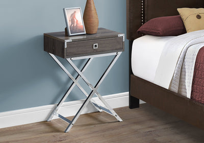 Accent Table - 24"H / Dark Taupe / Chrome Metal - I 3555